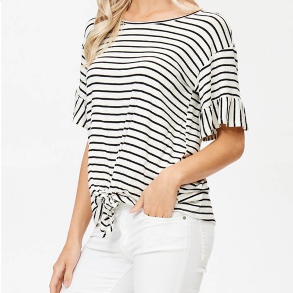 Black and white striped top